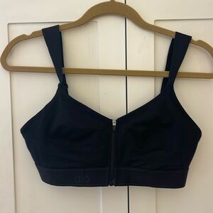 ALO WOMEN'S ZIP FRONT SPORTS BRA BLACK SIZE M